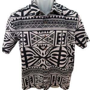 QUIKSILVER Black & Grey Aloha Hawaiian Shirt Men S Small